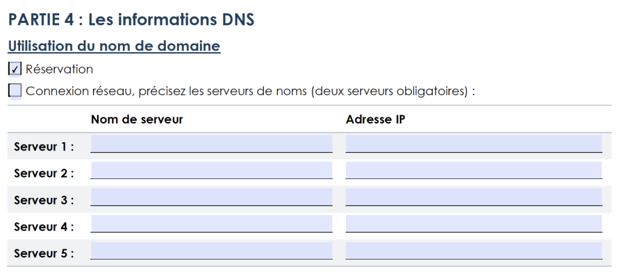 Printscreen Partie 4 du formulaire d'enregistrement - Réservation